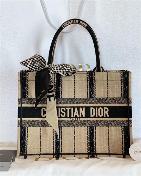 small dior book tote black and beige bayadère embroidery|Christian Dior Book Tote .